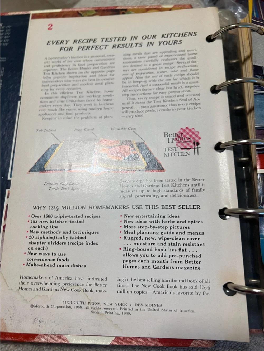 Better Homes and Gardens New Cookbook 1968 5 Ring Binder Nice & Sturdy With Tabs